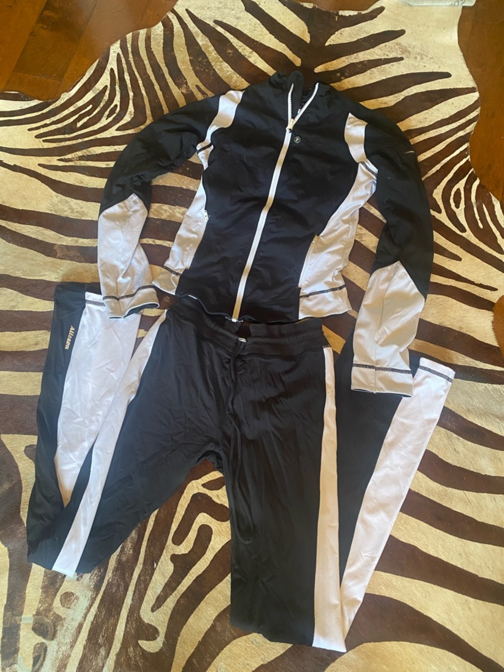 Women’s Black and White Athletic Tracksuit Jacket and Pants